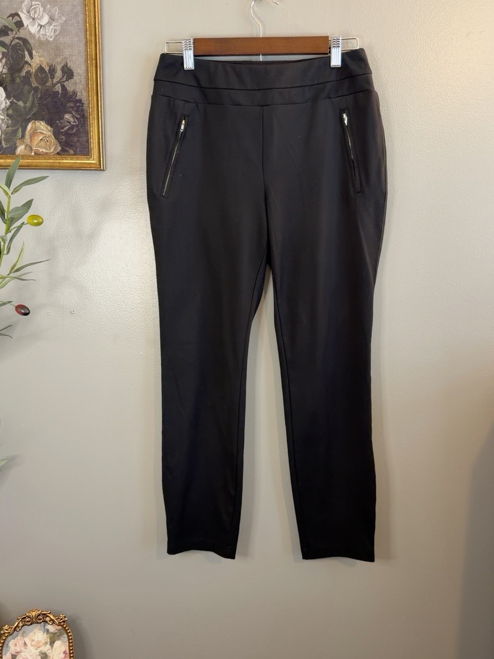 Zac & Rachel Black Stretch Pull On Ankle Pants Zip Pockets Size Small - Picture 3 of 7